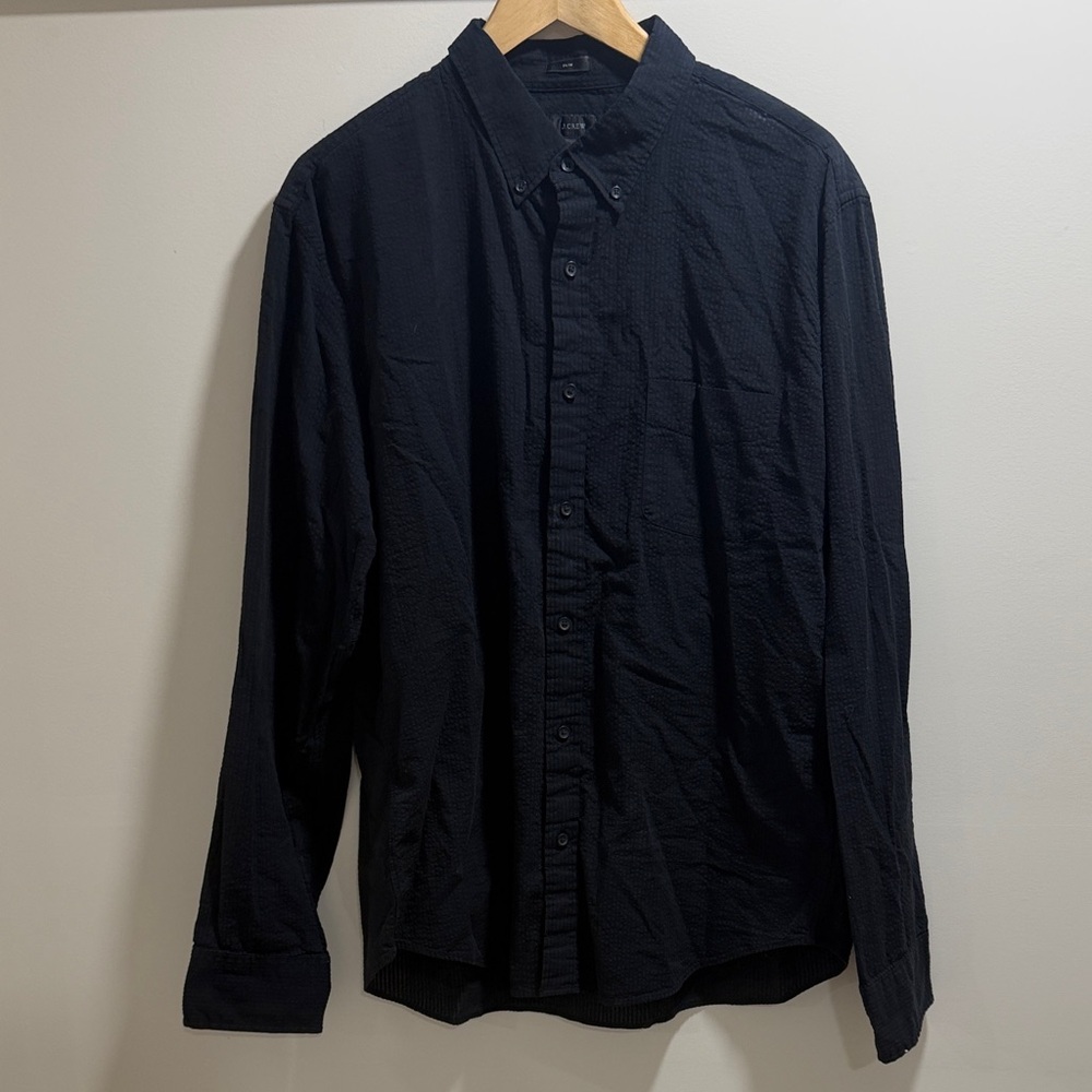 J. Crew Men's Slim Fit XL Black Button-Down Shirt